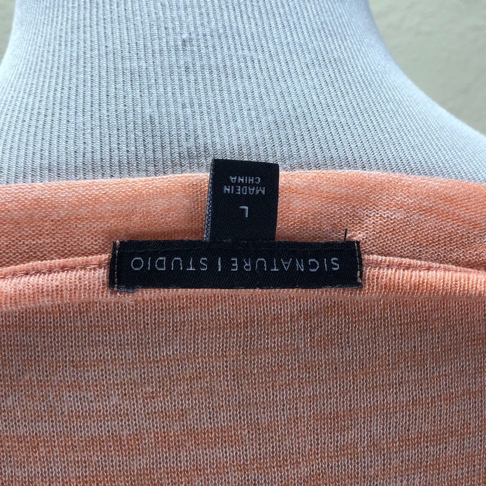 Signature Studio Orange & Cream Crochet Hem Top - Picture 5 of 5
